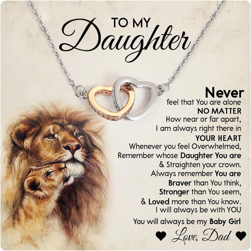 Larvincy To My Daughter Necklace From Dad With Heartfelt Message & Elegant Box, Gifts For Daughter From Father, Beautiful Jewelry Gift From Love Daddy On Graduation, Birthday, Wedding, Christmas - Image 1
